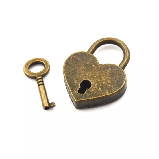 Mini Padlock Love Heart Shape Padlock Tiny Luggage Bag Case Lock With Key.vm