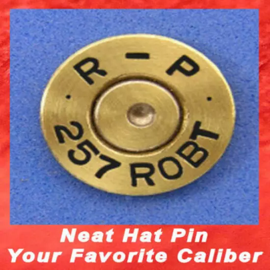 Remington R-P 257 ROBERTS Cartridge Hat or Jacket Pin Tie Tac Bullet Ammo