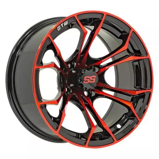 Set of 4 GTW 14" Spyder Red/Black Golf Cart Wheels on 19" Mamba Street Tires