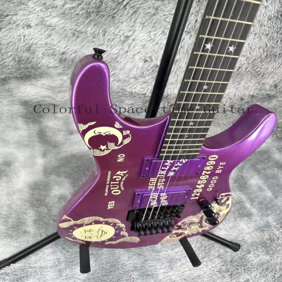 ST Purple Ouija Custom Solid Body Electric Guitar Basswood Body Black Part