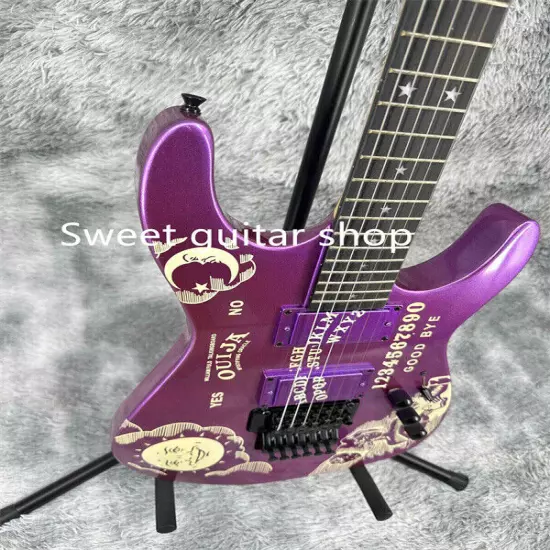 Custom Ouija Purple Electric Guitar FR Bridge Black Part Solid Body Fast Ship