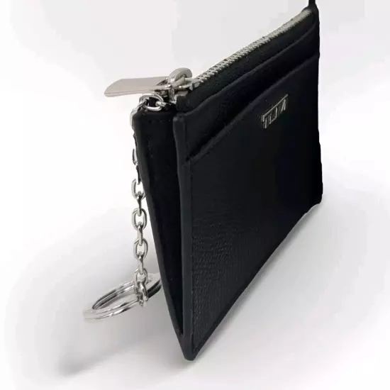 New Tumi Belden Zip Card Case w/Key Chain * Black Leather * NWOT