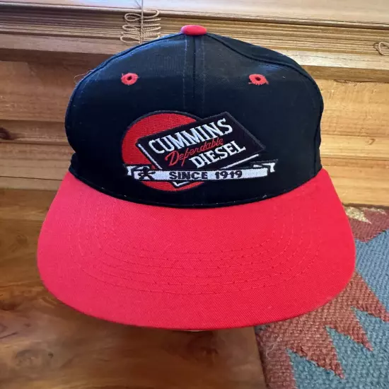 Cummins Diesel Embroidered Since 1919 Logo Snapback Cap Black Red NWOT Vtg