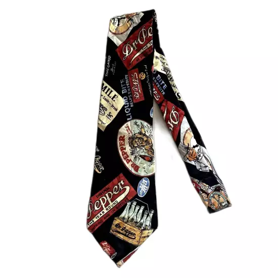 Vintage Nicole Miller 1993 Dr. Pepper 100% Silk Tie Men's Necktie