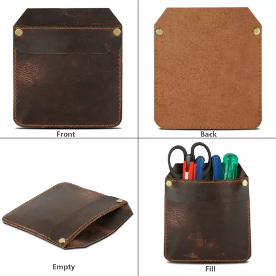 Genuine Leather Pocket Protector for Men, Jeans Shirts Pocket Protector for Pens