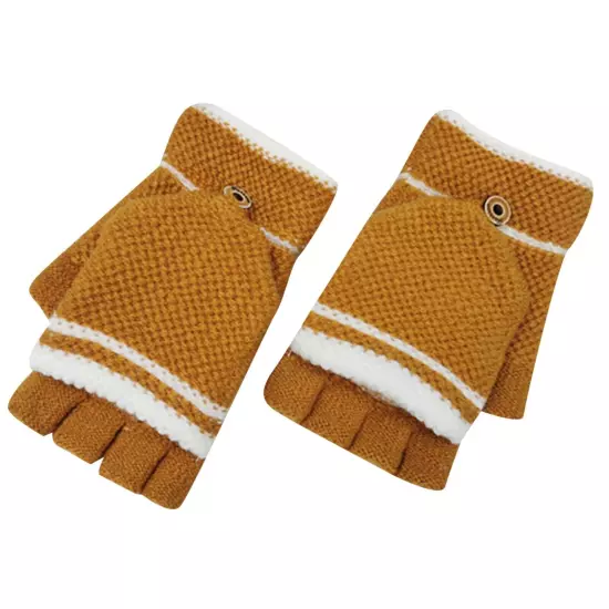 Winter Knitted Flip Gloves For Men And Women Adult Fingerless Reverse Cover Warm