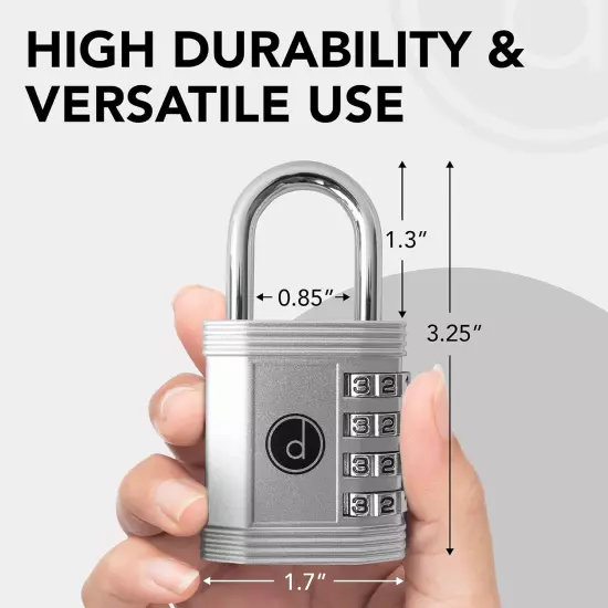 Padlock 4 Digit Combination Lock - for Gym School Locker, Outdoor Gate, Shed, Fe