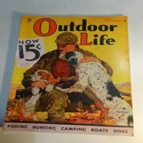 1934 OUTDOOR LIFE Magazine November issue Small Game Hunter with Dogs