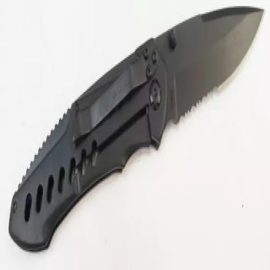 Buck Knives 0199BKX (CAT# 5864) Pilot Black Serrated Folding Knife, 420HC