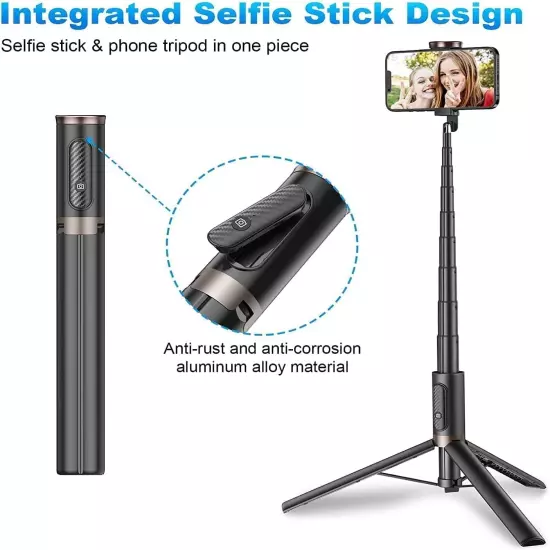 TONEOF 60" Cell Phone Selfie Stick Tripod,Smartphone Tripod Stand All-In-1 with 