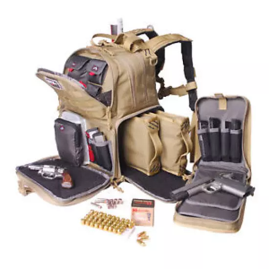 G-Outdoors, Tactical, Backpack, Tan, Soft, 3 Internal Pistol Cases GPS-T1612BPT