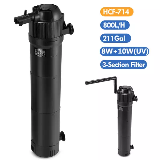 5-in-1 Internal Aquarium Fish Tank UV Sterilizer Filter Submersible Water Pump