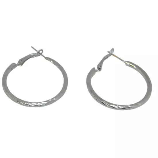 Vintage Style Hoops Earrings Textured Silver Tone Hinged Fashion Style 1…