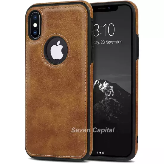 For iPhone X XR Xs Max Shockproof Leather Premium Slim Case Non-Slip Grip Cover