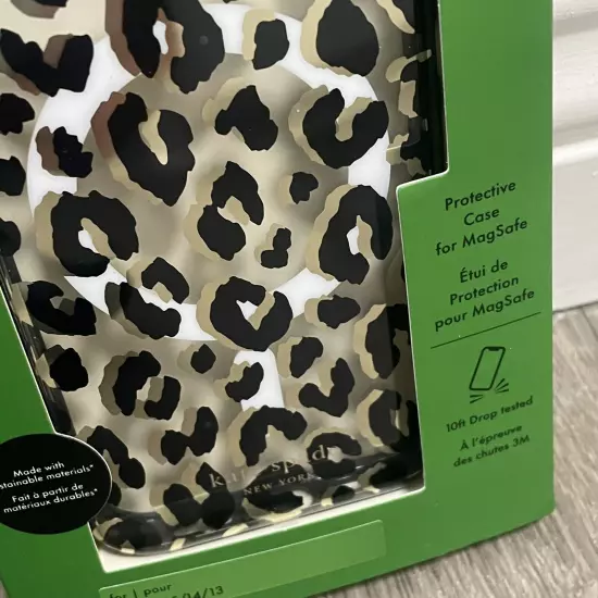 Kate Spade New York iPhone 15/iPhone 14/iPhone 13 Protective Case Leopard NEW