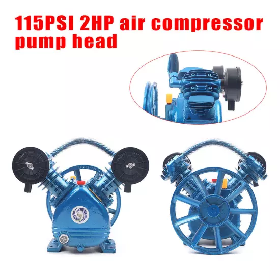 2HP 115 PSI 2Piston V-Style Twin Cylinder Air Compressor Head Pump Single Stage