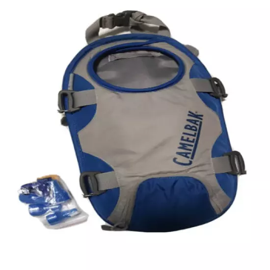 ￼Camelbak Hydration Pack Blue and Grey Plus Extra Nozzles