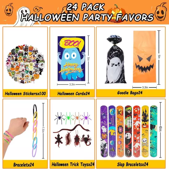 436 Pcs 24 Pack Assorted Halloween Stationery Set, Party Favors... 