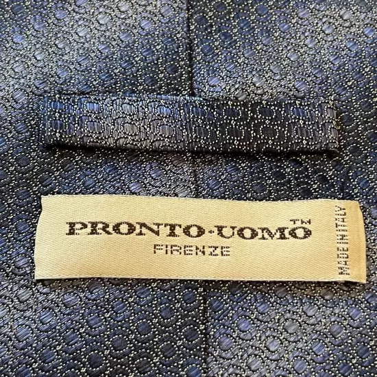 Pronto Uomo Firenze Hand Made Blue 100% Silk Men’s Neck Tie Made In Italy