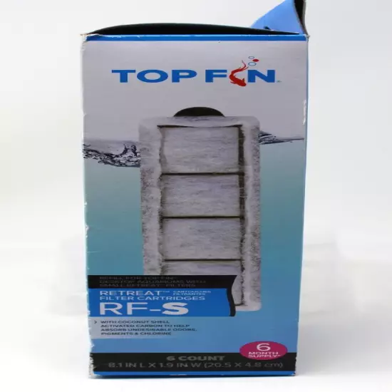 NEW/NIP Top Fin RF-S Retreat Filter Cartridges 6 Count/6-Month Supply 8.1"x1.9"