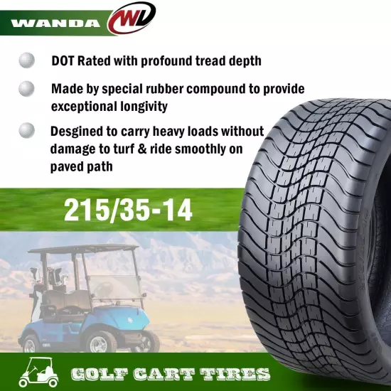 WANDA 215/35-14 Golf Cart ATV Tires 4 Ply 215/35x14 -Set 4 -14009