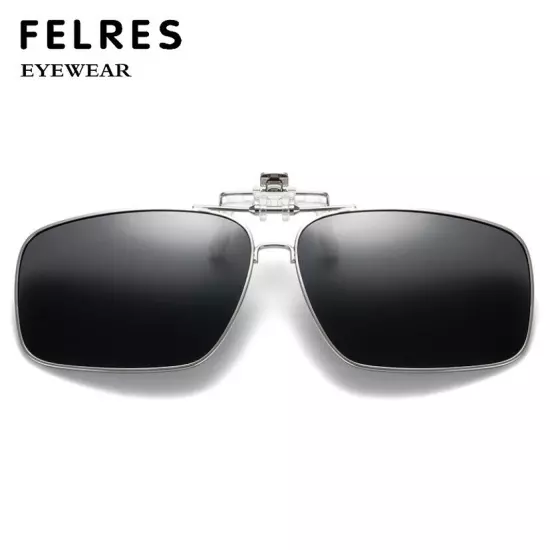 Metal Polarized Clip-On Sunglasses Men Women Flip Up Lens Driving Glasses New