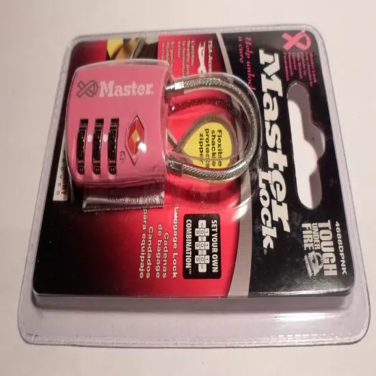 NEW TSA ACCEPTED PINK TRAVEL MASTER LOCK SET + RESET YOUR OWN COMBINATION FLEXIB