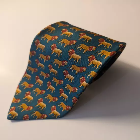 Brooks Brothers Tie Silk Necktie Green Lion Pattern