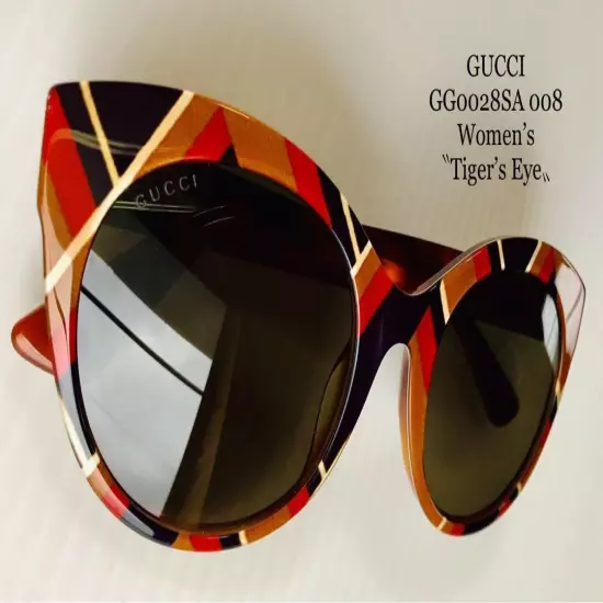 Gucci Sunglasses Gg0028Sa Gold Tigereye USED 