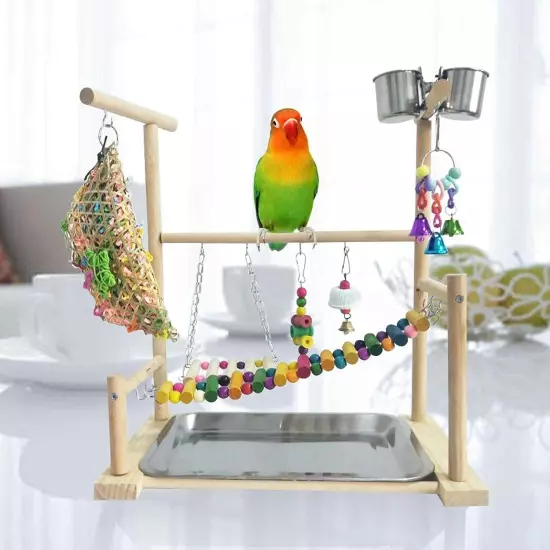 kathson Parrot Playstand Bird Playground Conures Play Stand Wood Perch Gym Pl...