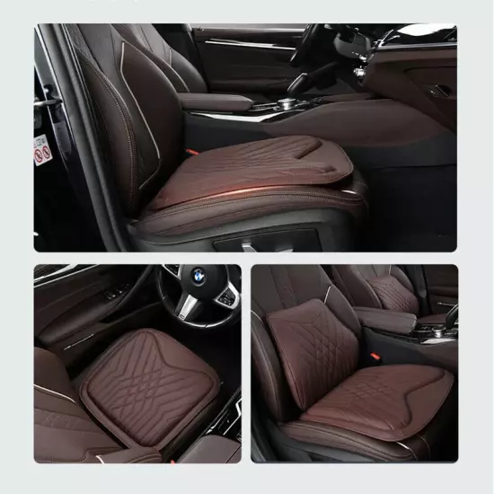 Car Leather Headrest Lumbar Support Rest Neck Pillow Back Cushion Waist Supports