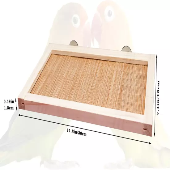 11.8×7.1 Inches Bird Perch Stand Platform, Natural Wooden and Bamboo Small Anima