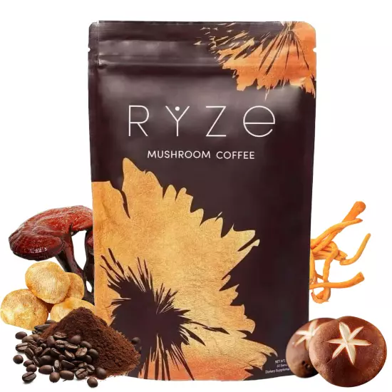 RYZE Mushroom Coffee 30 Servings - Organic Coffee Supplement - Boost Energy