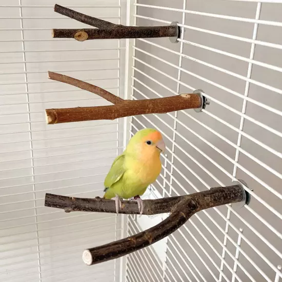 NATURAL WOODEN BRANCH BIRD CAGE PERCH 3 SIZES CANARY BUDGIE PARAKEET FINCH U5E1