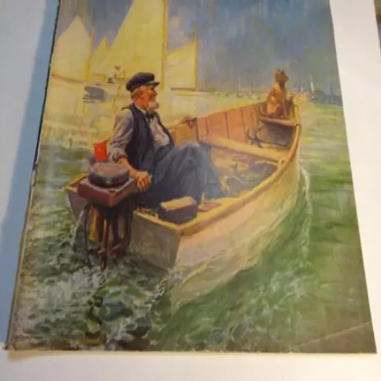 1937 National Sportsman Magazine May issue Fisherman in Boat