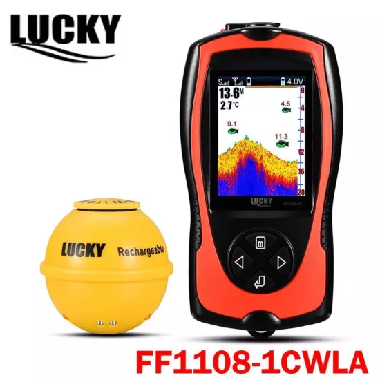 Rechargeable Fish Finder FF1108-1CWLA/CT Sonar Sensor Max 45M Water Depth