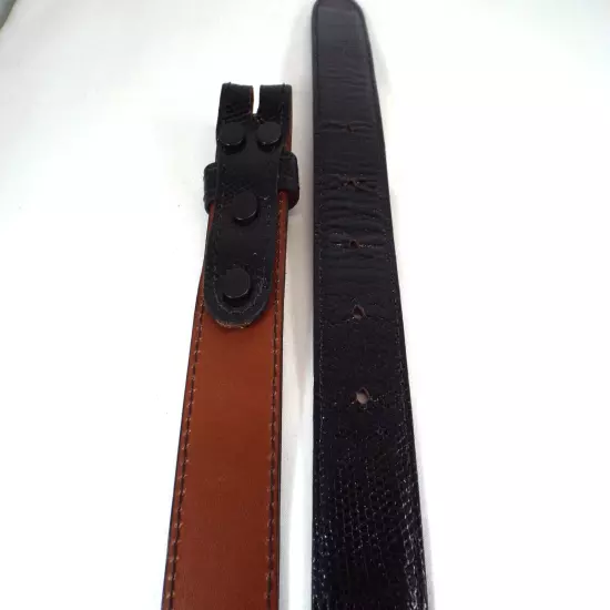 NWOT Pinto Ranch Handmade Glazed Black Genuine Lizard 1.25" Belt Strap Sz 38 USA