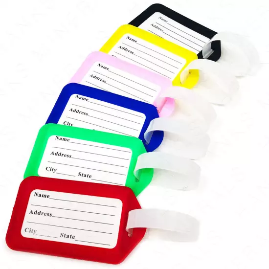 10-Pack Luggage Tags Travel Suitcase Bag Tag Name Address ID Plastic Labels