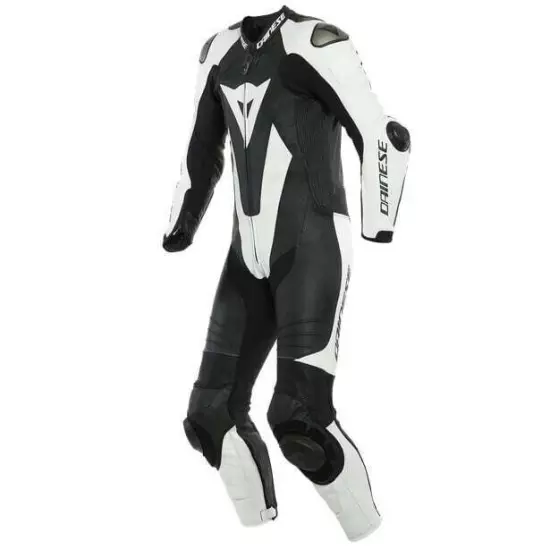 Suit Leather Man Dainese LAGUNA SECA 5 1PC Perforated WHITE/BLACK