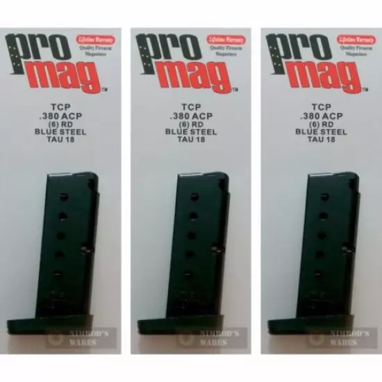 THREE ProMag TAURUS TCP PT 738 PT-738 .380 ACP 6 Round MAGAZINES TAU18 FAST SHIP