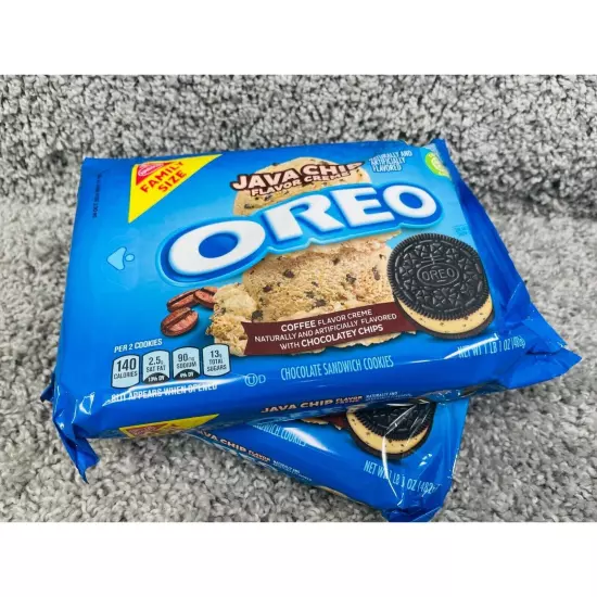 Oreo Java Chip Flavor Chocolate Sandwich Cookies Chips Family Size Lot Of 2