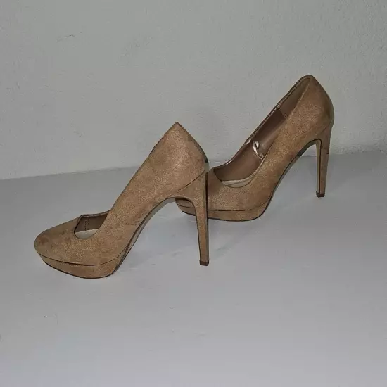 forever 21 suede brown beige heels 4.5 inch