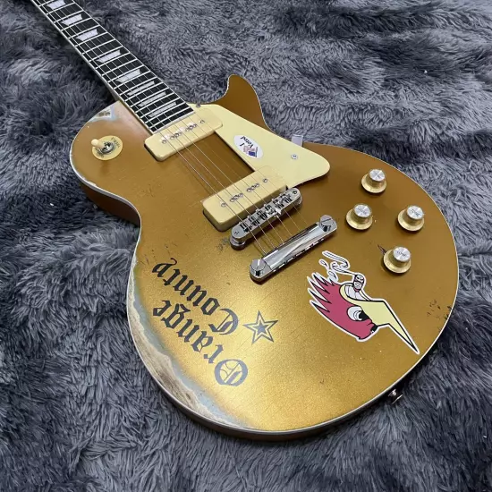 Mike Ness 1976 Deluxe electric guitar Solid Mahogany Aged Gold Relics by hands