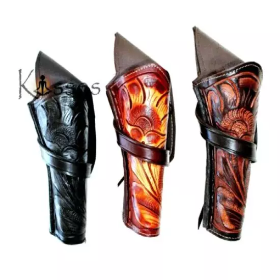 NEW .22 calRight Cross Draw Tooled Leather Case Revolver Holster Gun Pistol SASS