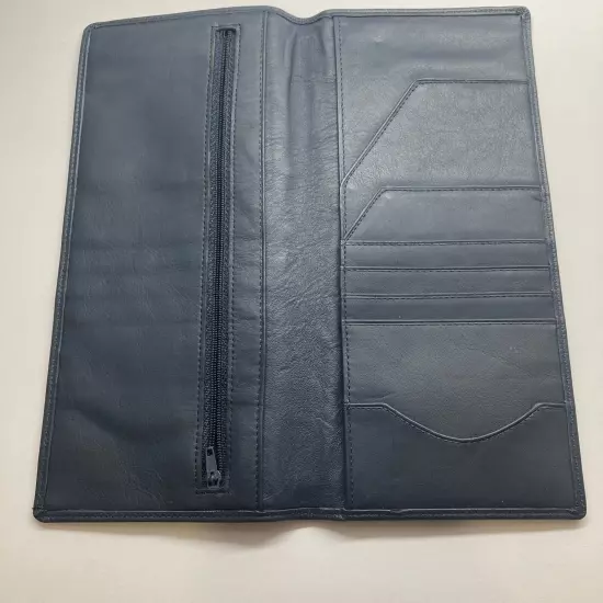 Seabourn Cruise Leather Travel Wallet Navy Passport Document Zipper Card Slot