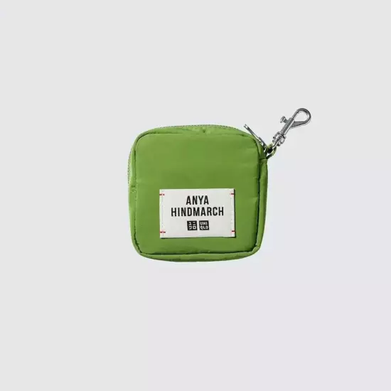 ANYA HINDMARCH by Uniqlo Packable Tote Bag Green Keychain Charm NWT