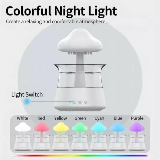 Humidification Colorful Lamp Relax Cloud Rain Diffuser Humidifier Raindrop