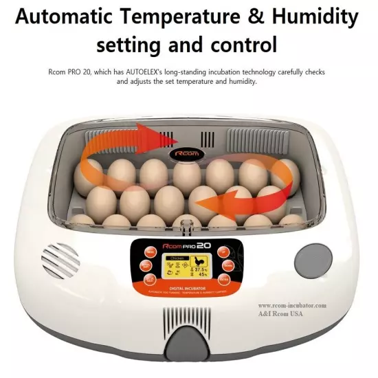 Rcom PX-20 Pro 20 Avian Incubator - Fully Automatic - Egg Incubator - Warranty