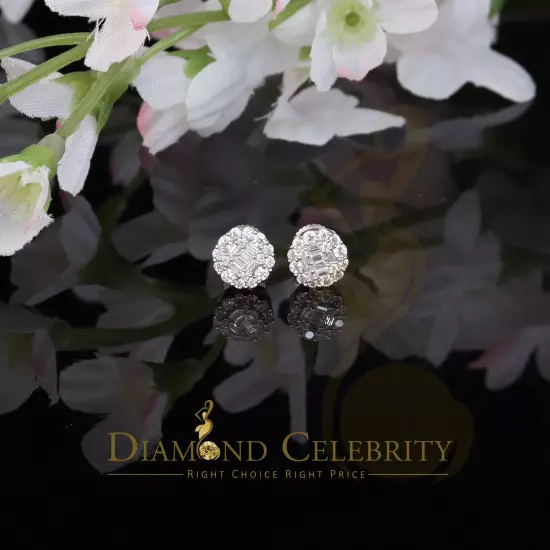 White 0.74ct Sterling Silver 925 Cubic Zirconia Women's Hip Hop Flower Earrings