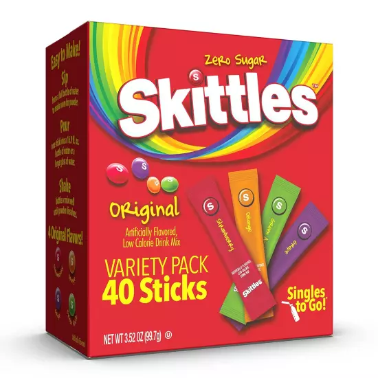 Skittles Singles to Go Variety Pack, Watertok Powdered Drink Mix, Zero Sugar, Lo